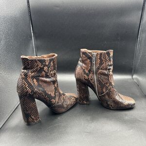 Steve Madden Trix Square-Toe Women's Booties Brown Snake